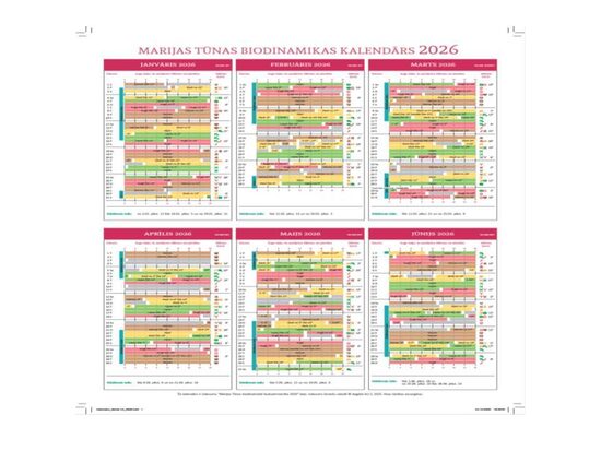 Marijas Tūnas biodinamiskā lauksaimniecība. Kalendārs 2026